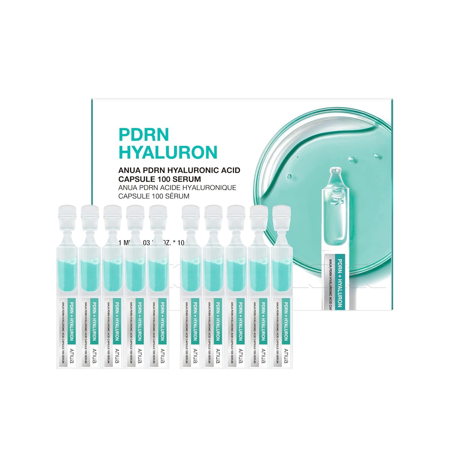 Anua PDRN Hyaluronic Acid Capsule Serum | Glass Skin Hydration | 0.33 Fl Oz